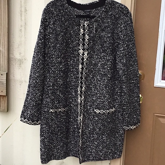 Talbot’s Black & Cream Knit Sweater Cardigan Jacket - Picture 4 of 16
